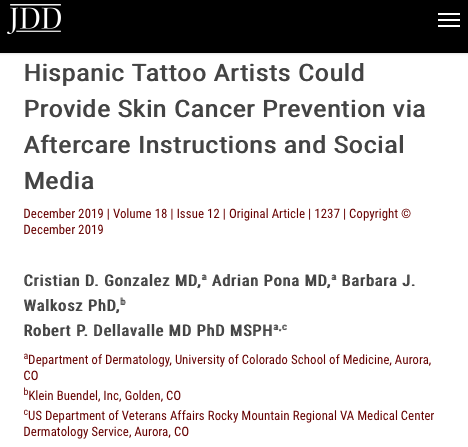 Hispanic Tattoo Artists and Skin Cancer Prevention